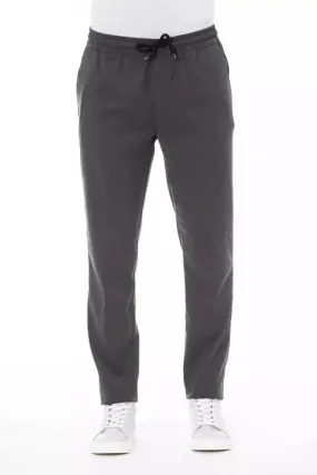 Alpha Studio Sleek Drawstring Trousers in Timeless Gray