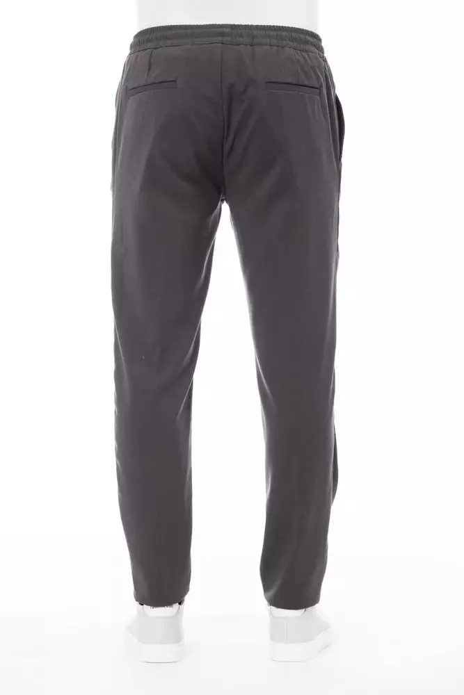 Alpha Studio Sleek Drawstring Trousers in Timeless Gray