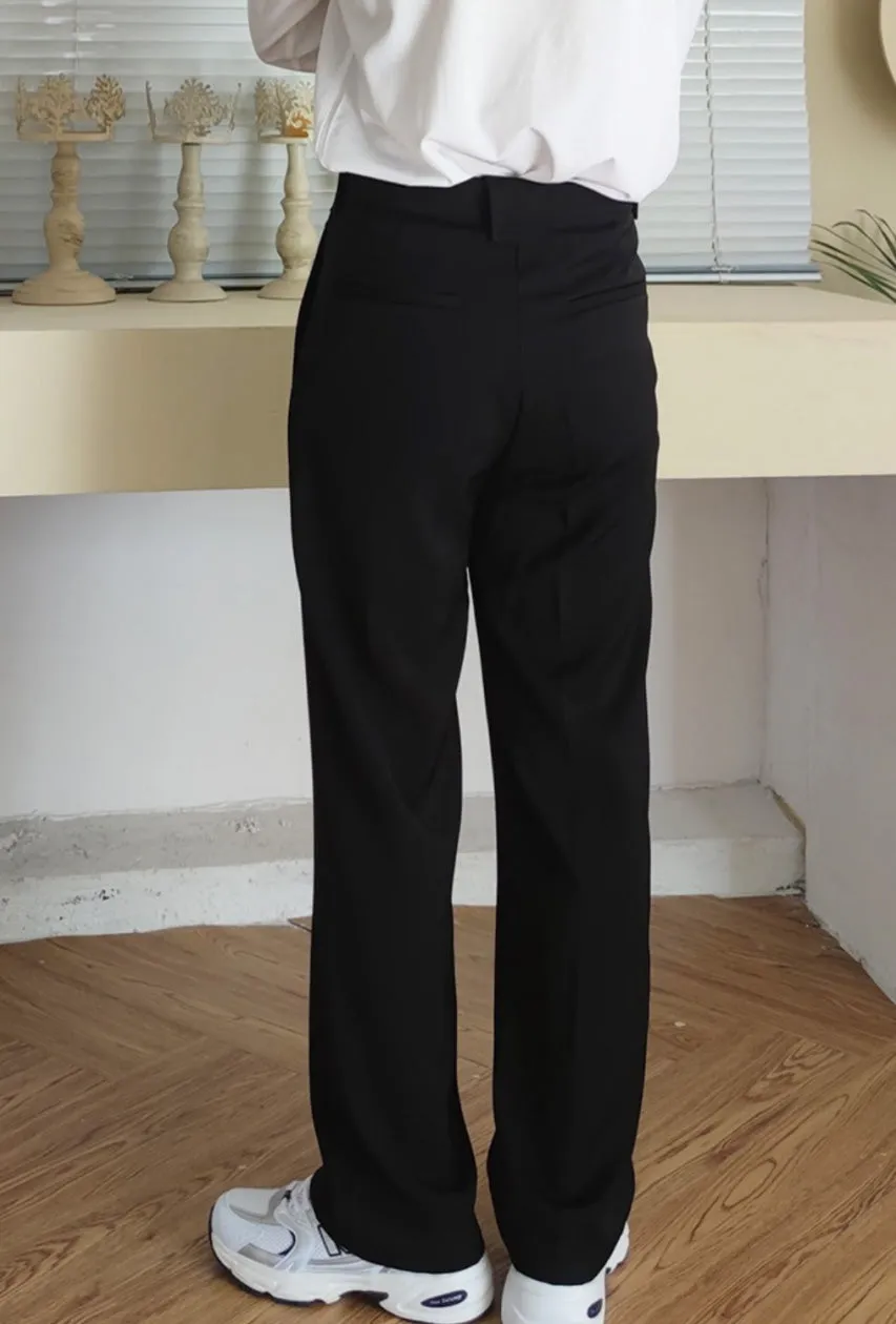 Belted iron-free Wide-Leg casual trousers