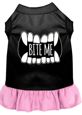 Bite Me Screen Print Dog Dress Black With Light Pink Med (12)