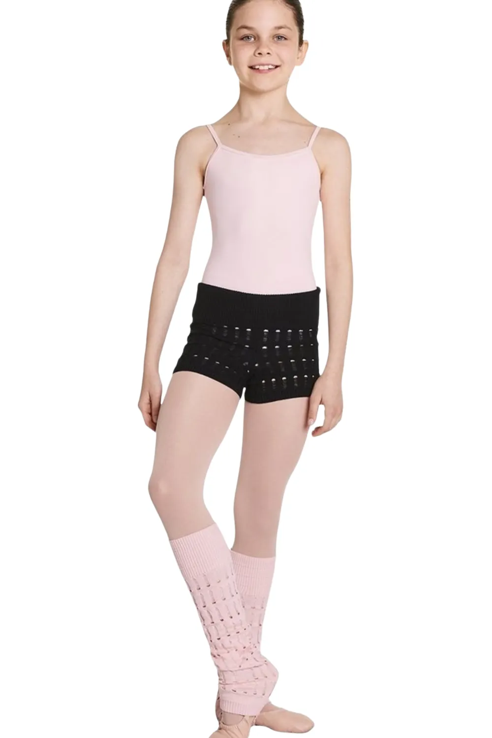 BLOCH CR5514 GIRLS NORA KNITTED WARM-UP SHORTS