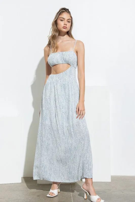 Blue Lilah Strap Waist Cut-out Maxi Dress