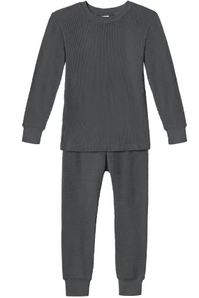 Boys and Girls 100% Cotton Soft & Warm Heavier Thermal Long John Set | Charcoal