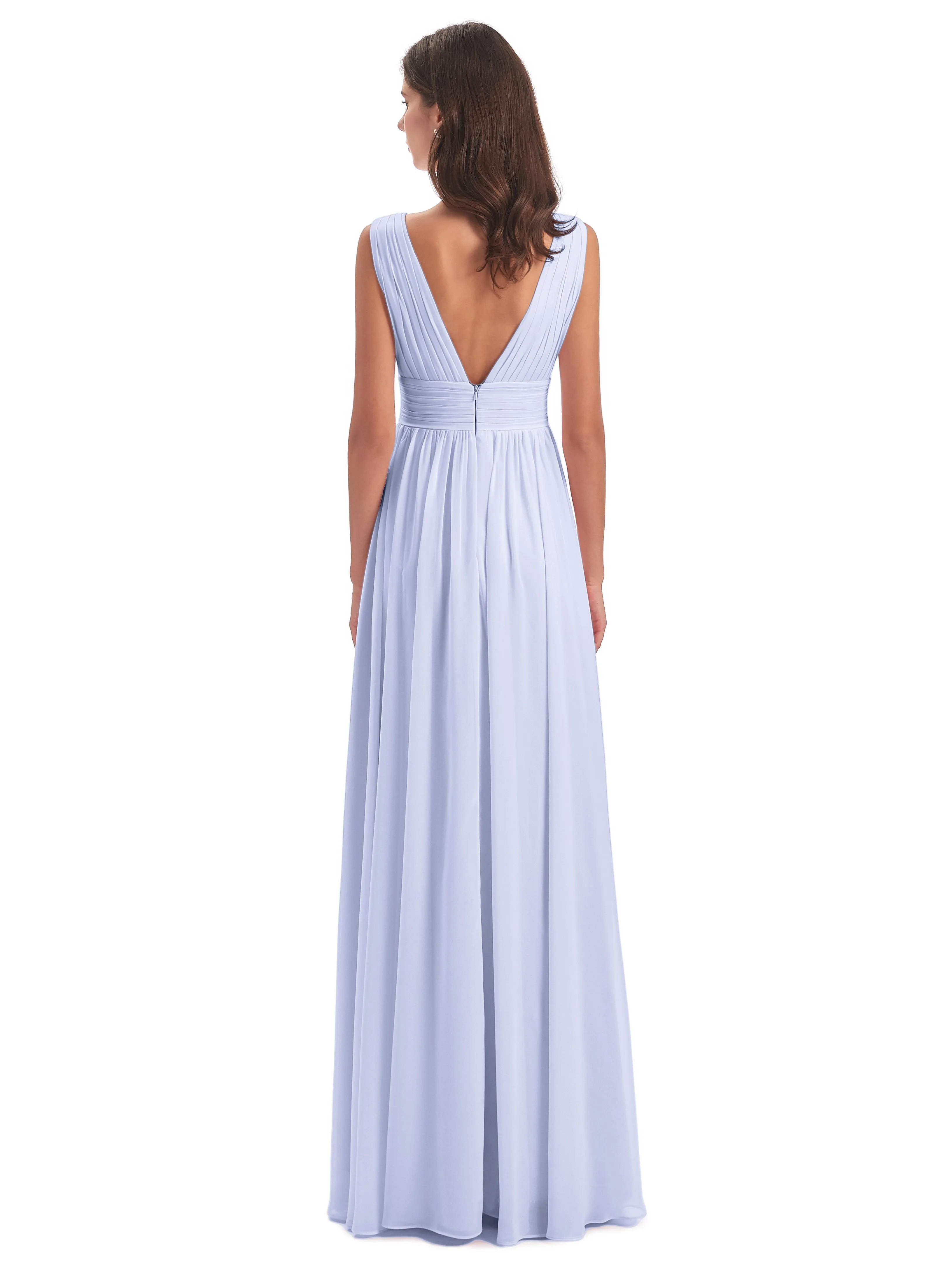 Bridesmaid Dresses Lavender Charming Chiffon V Neck Split Long Bridesmaid Dresses