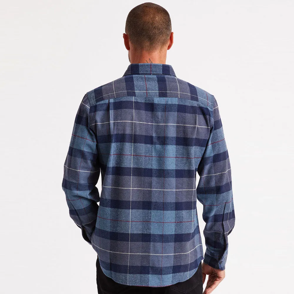 Brixton Bowery Flannel Long Sleeve Shirt Navy Carolina Blue