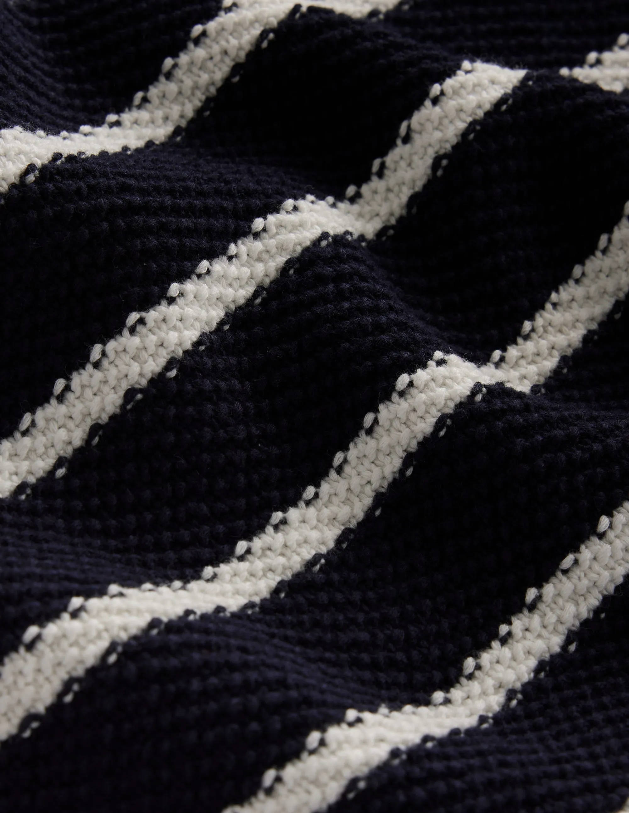 Button Detail Stitch Jumper-Navy, Warm Ivory