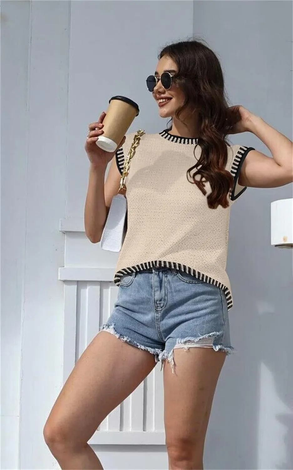 Cap Sleeve Knit Sweater