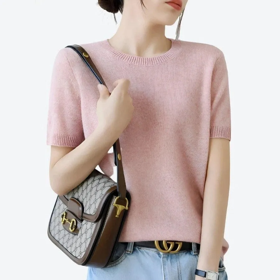 Casual Short Sleeve Knit Sweaters