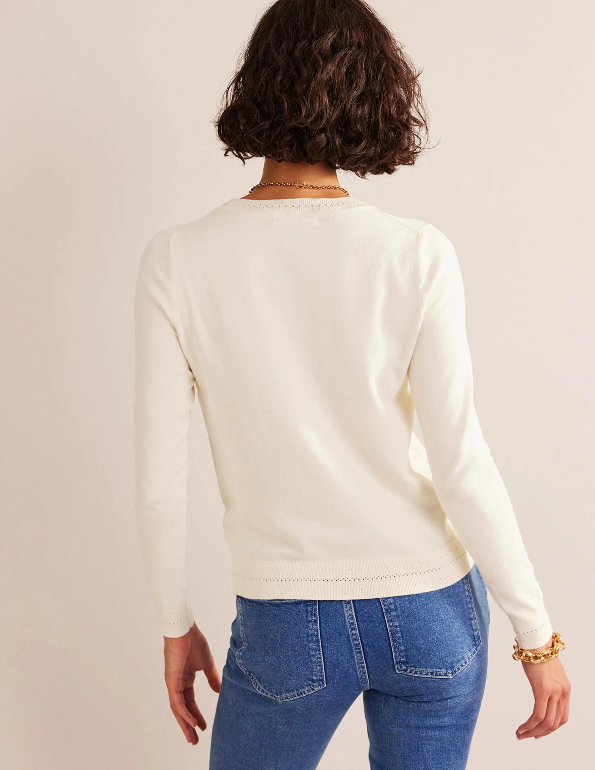 Catriona Cotton Cardigan-Warm Ivory