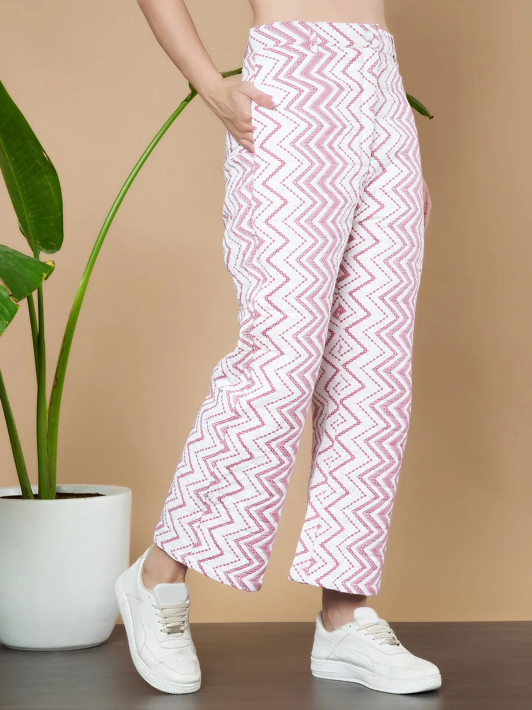 Chevron Style Quilted Trouser for Women