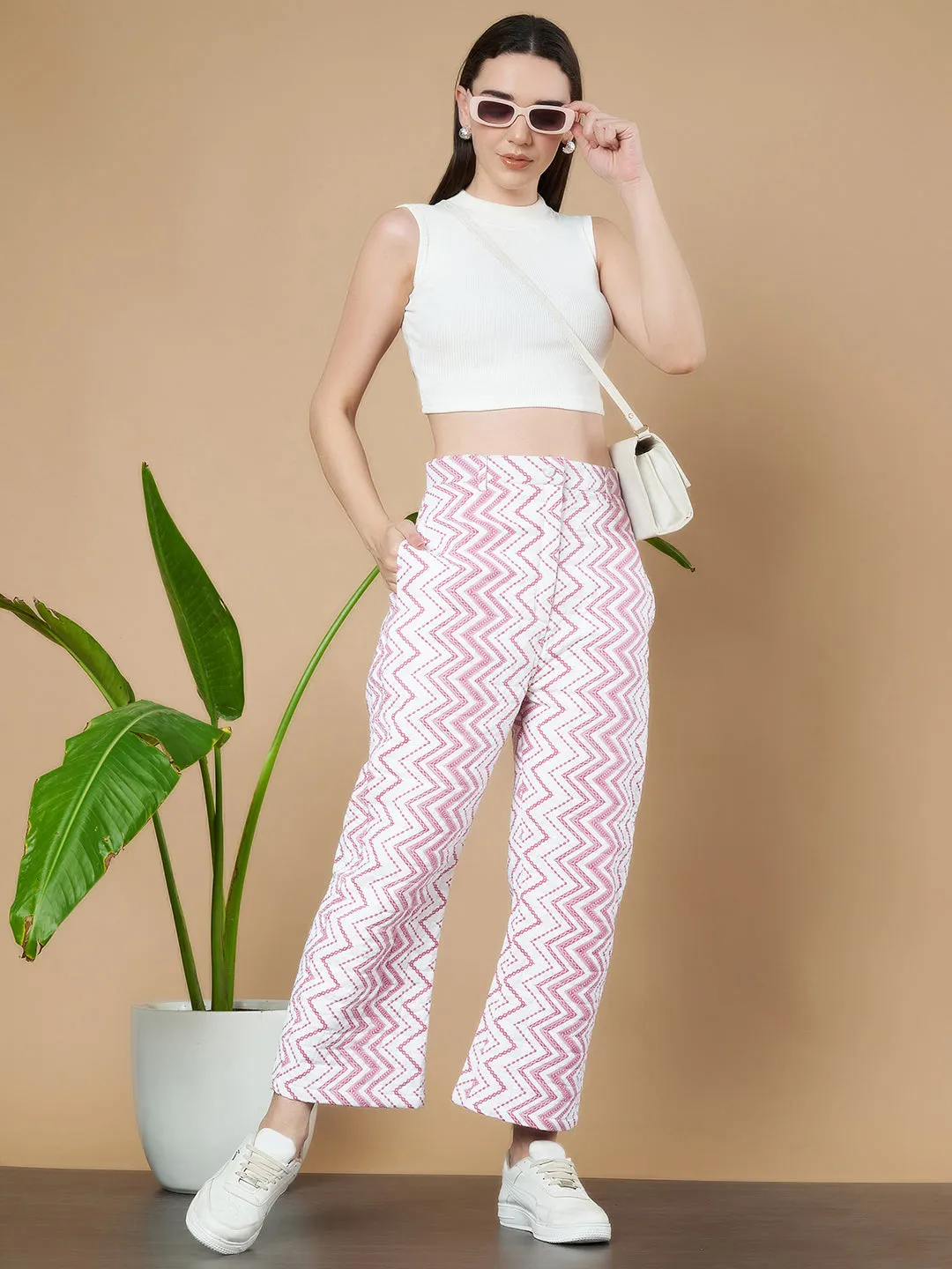 Chevron Style Quilted Trouser for Women