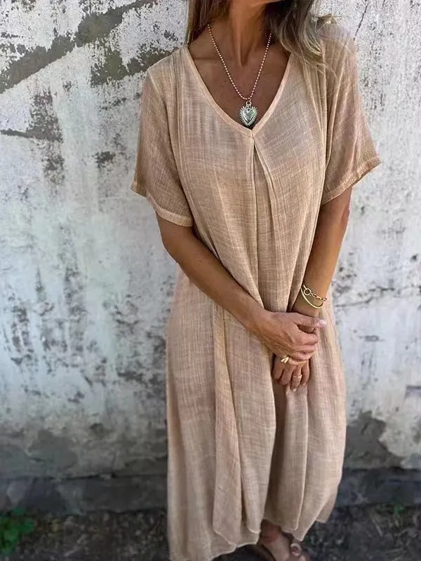 Chic Linen V-neck Dress