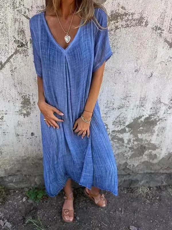 Chic Linen V-neck Dress