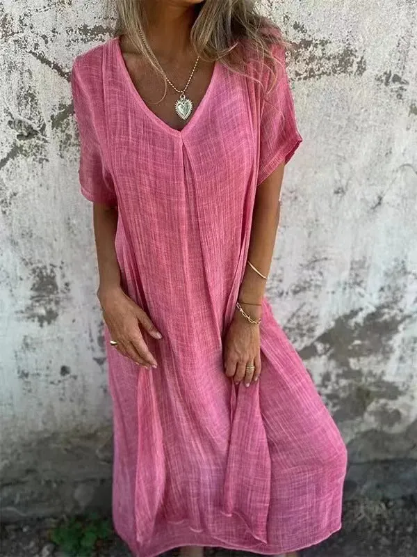 Chic Linen V-neck Dress