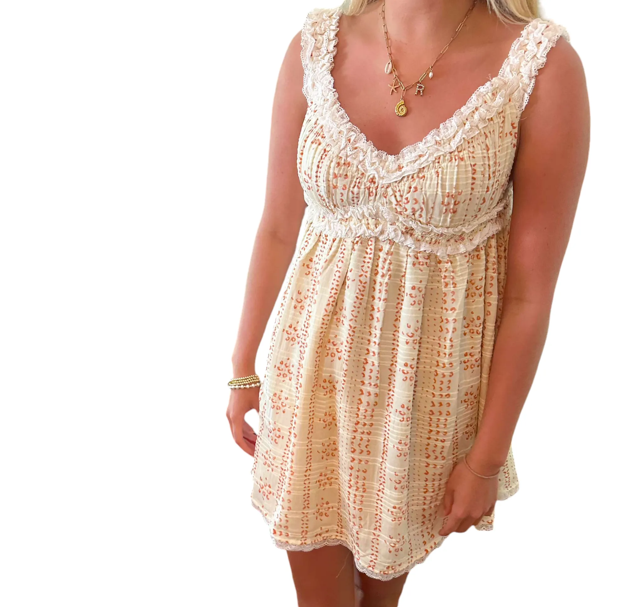 Chic Sunset Orange Lace Mini Dress