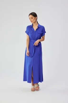 Chic Viscose Collared Maxi Dress