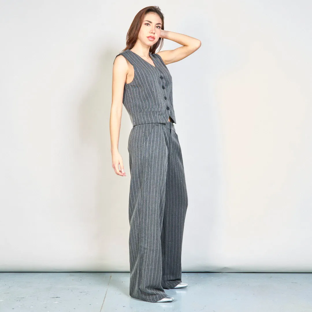 Classic vest and wide-leg pants set wholesale