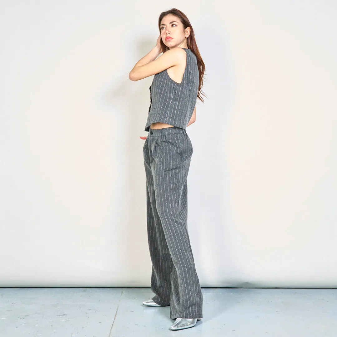 Classic vest and wide-leg pants set wholesale