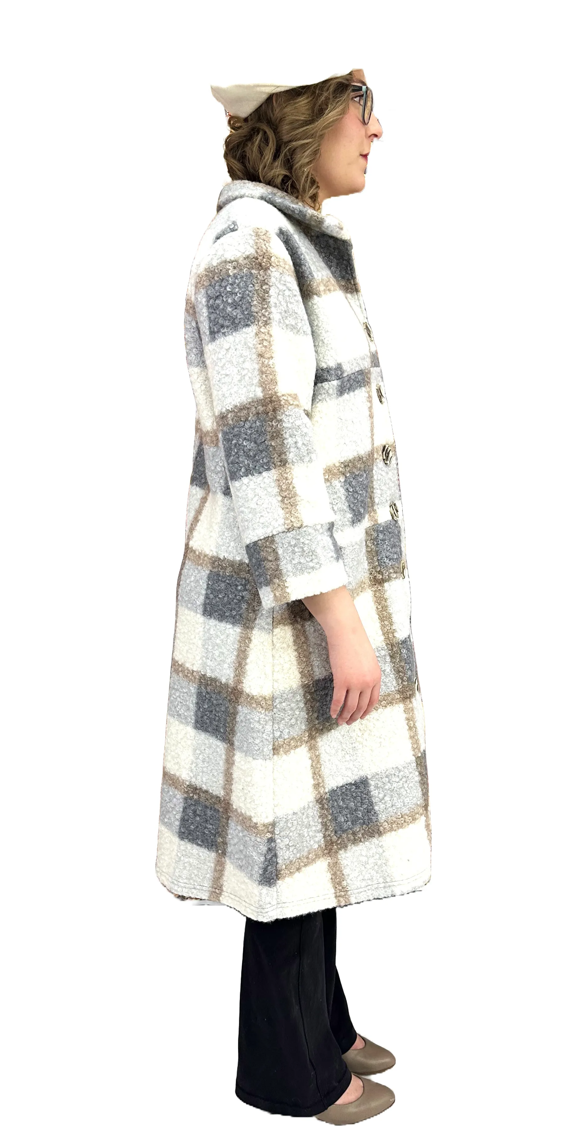 Classy and Fabulous Plaid Long Coat