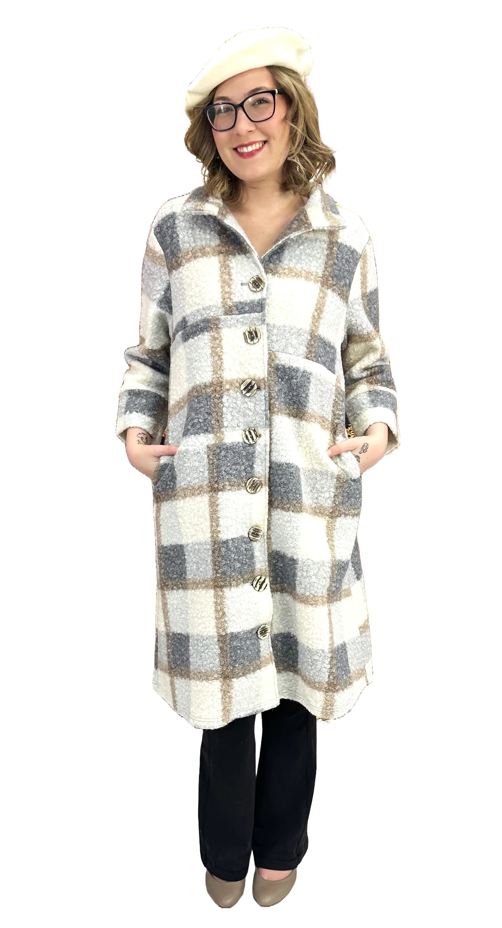 Classy and Fabulous Plaid Long Coat