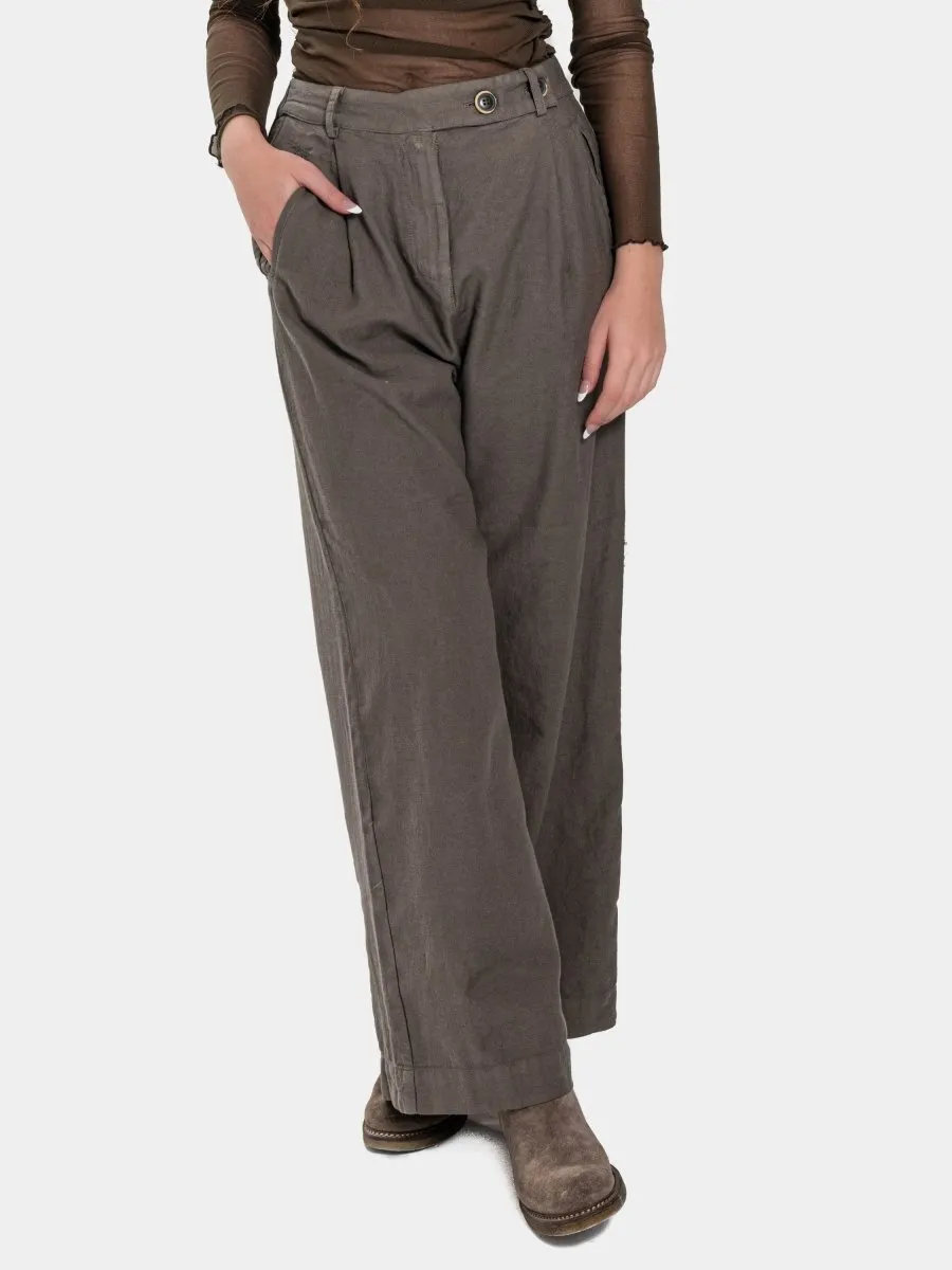 Cotton-Linen Palazzo Trousers