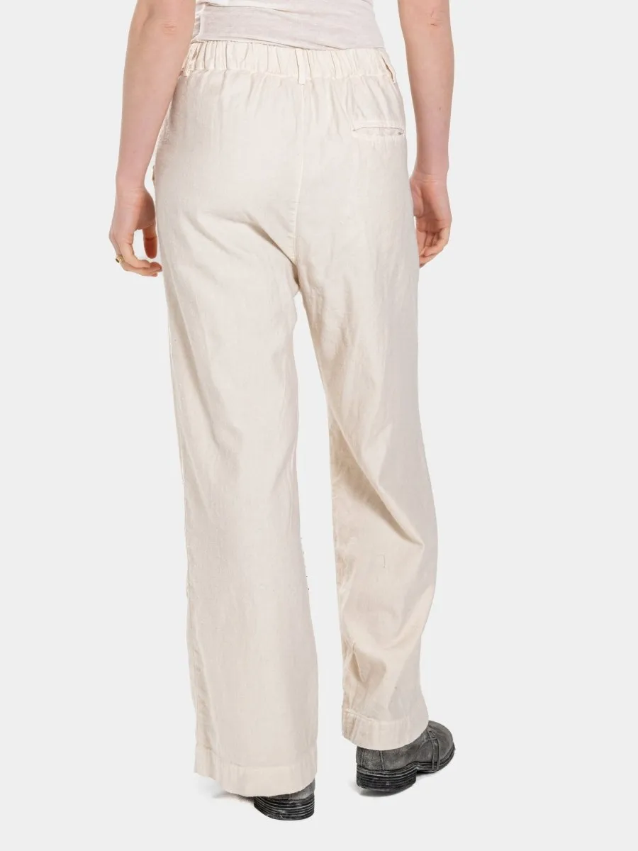 Cotton-Linen Palazzo Trousers