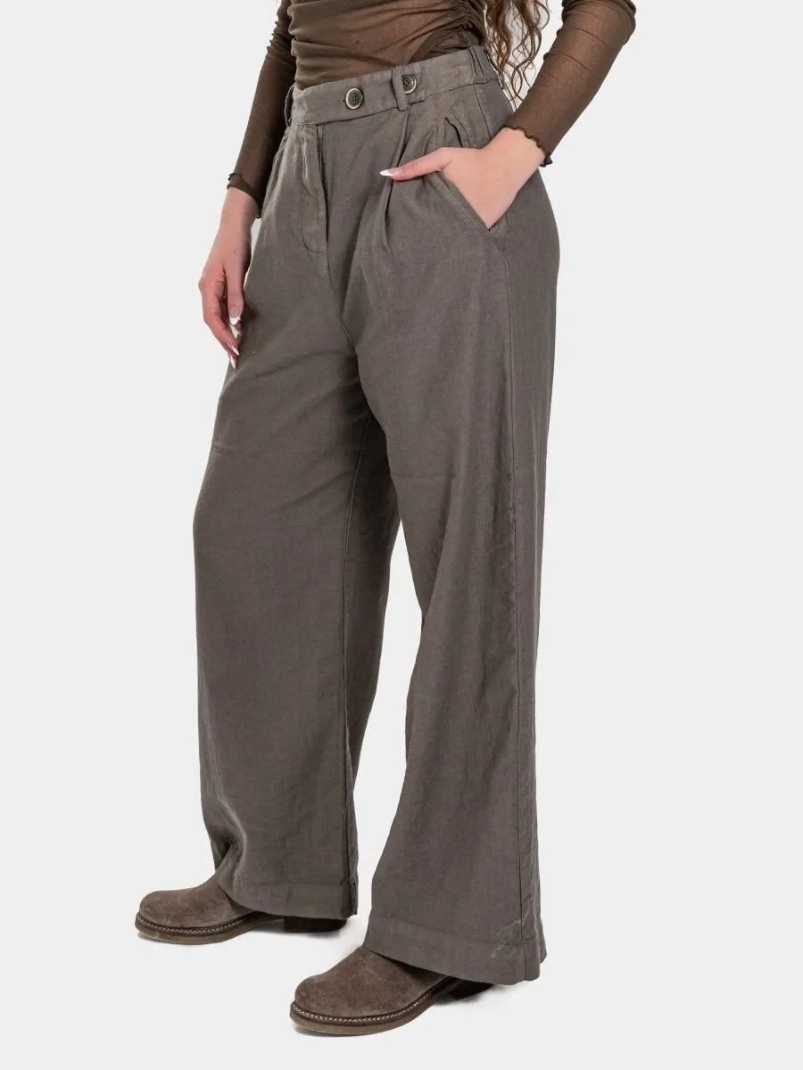 Cotton-Linen Palazzo Trousers