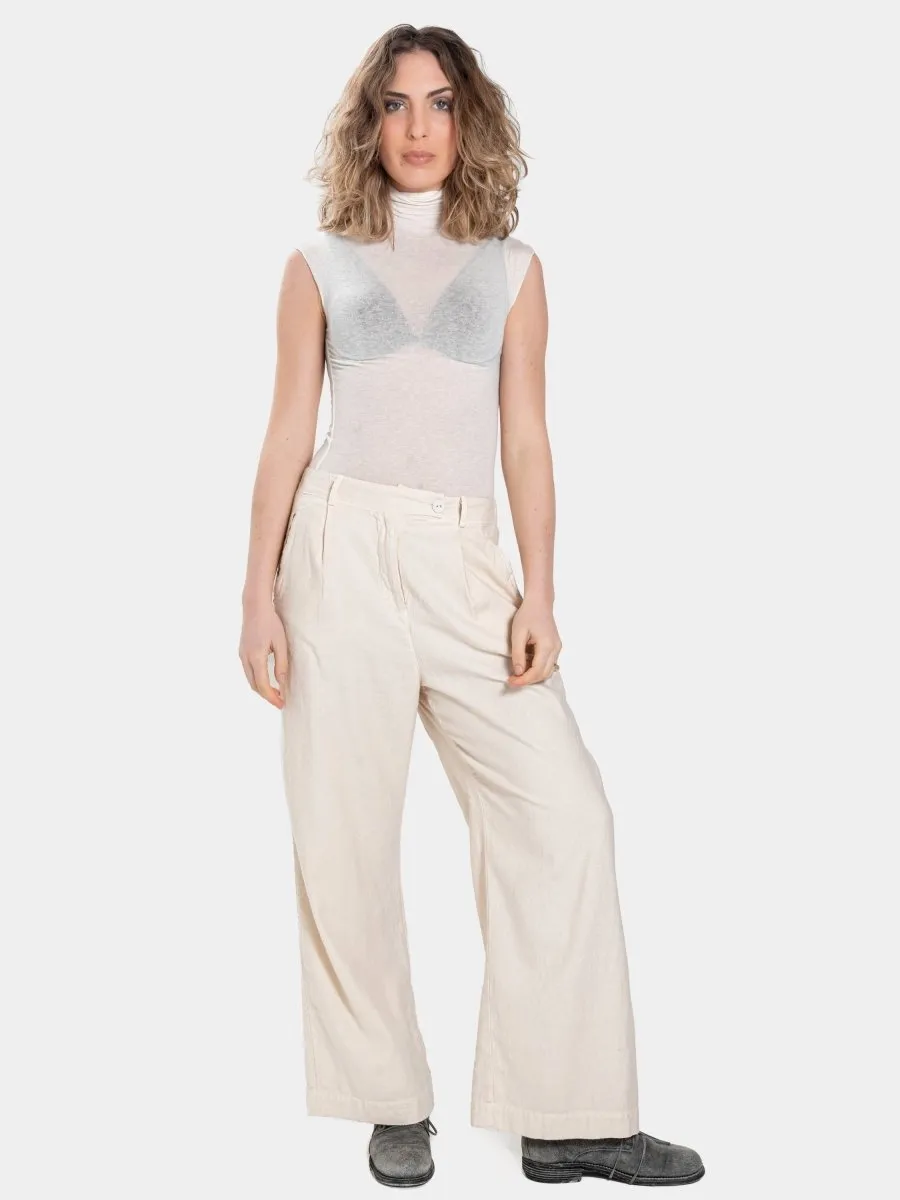 Cotton-Linen Palazzo Trousers