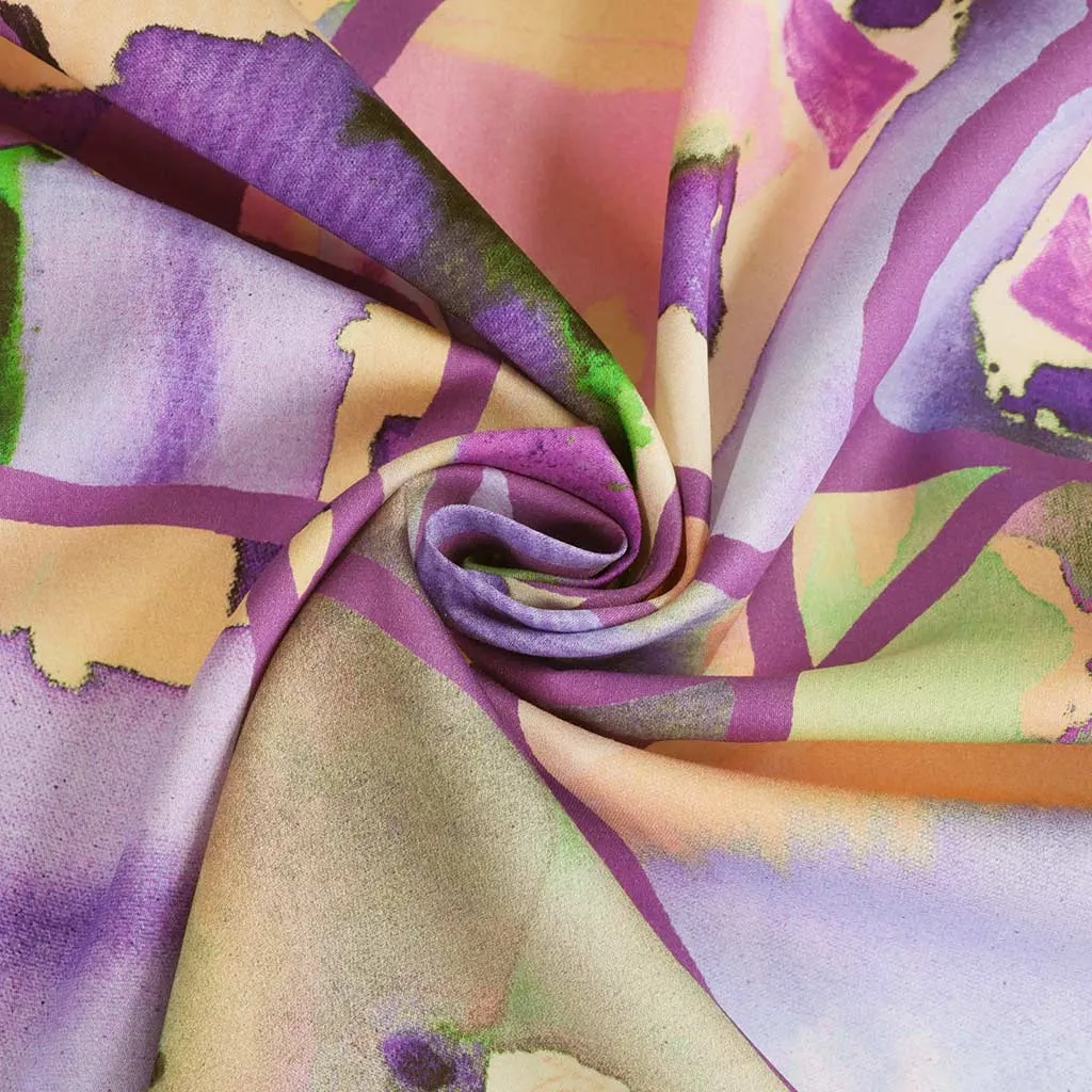 Cotton Satin - Purple Resonate Neon Woven Fabric by Nerida Hansen Sample