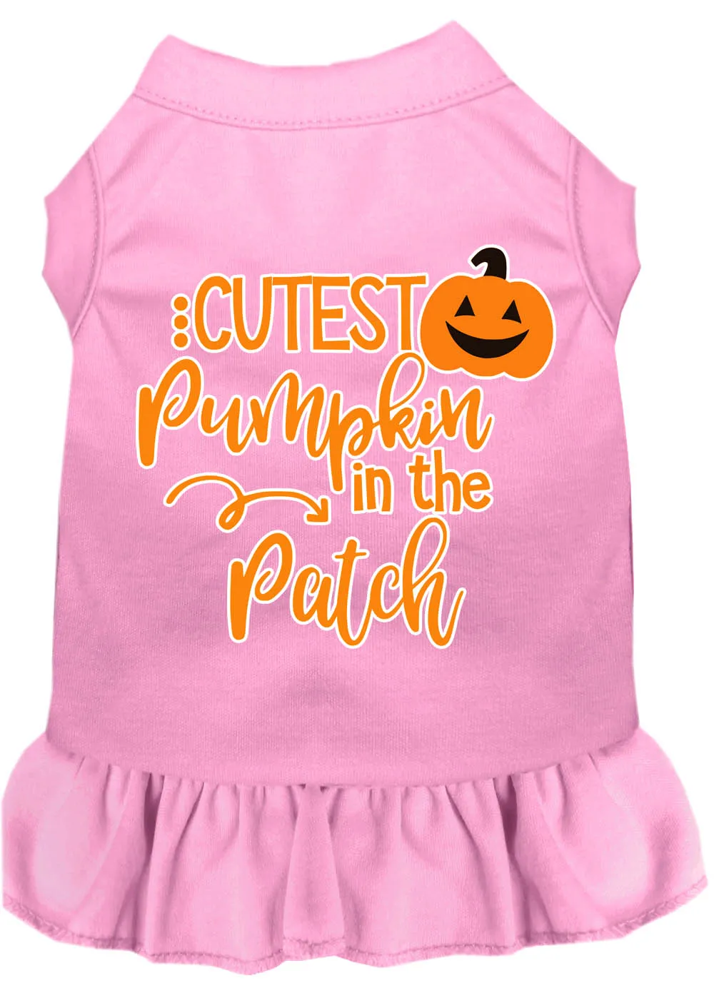 Cutest Pumpkin In The Patch Screen Print Dog Dress Light Pink Xl