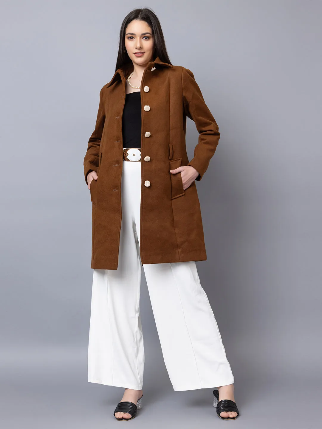 DLANXA Women Winter Wear Stylish Coat Drkbrwn