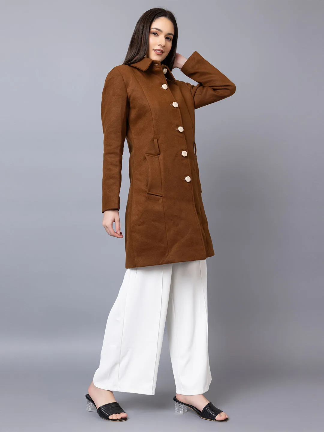 DLANXA Women Winter Wear Stylish Coat Drkbrwn