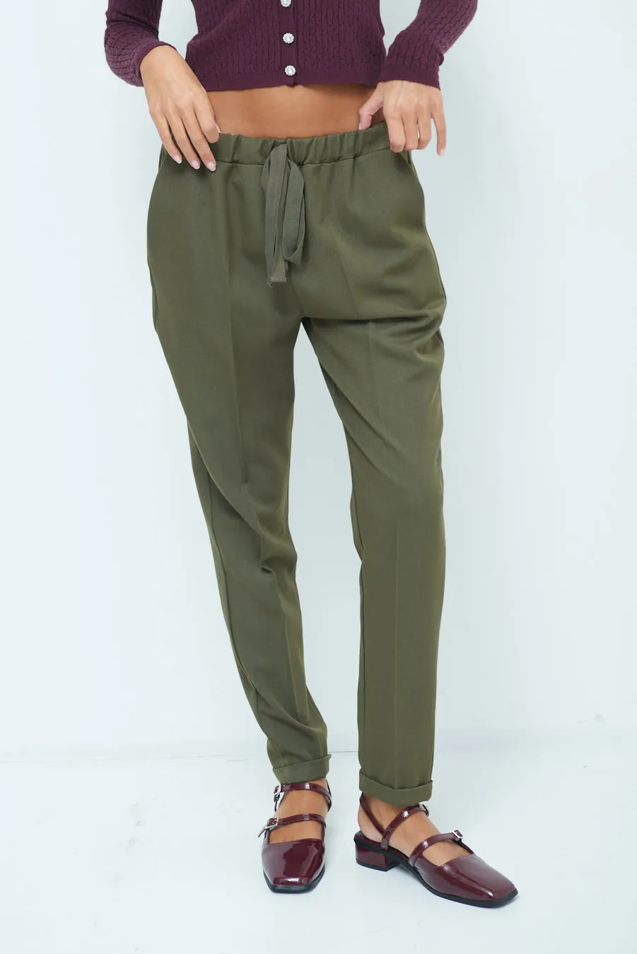 Drawstring tapered pants wholesale