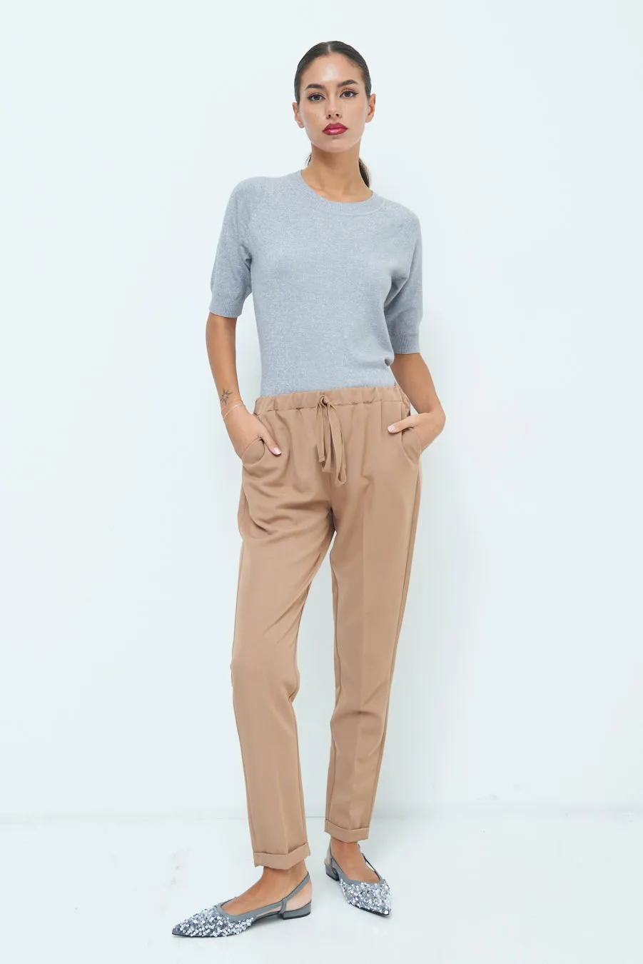 Drawstring tapered pants wholesale