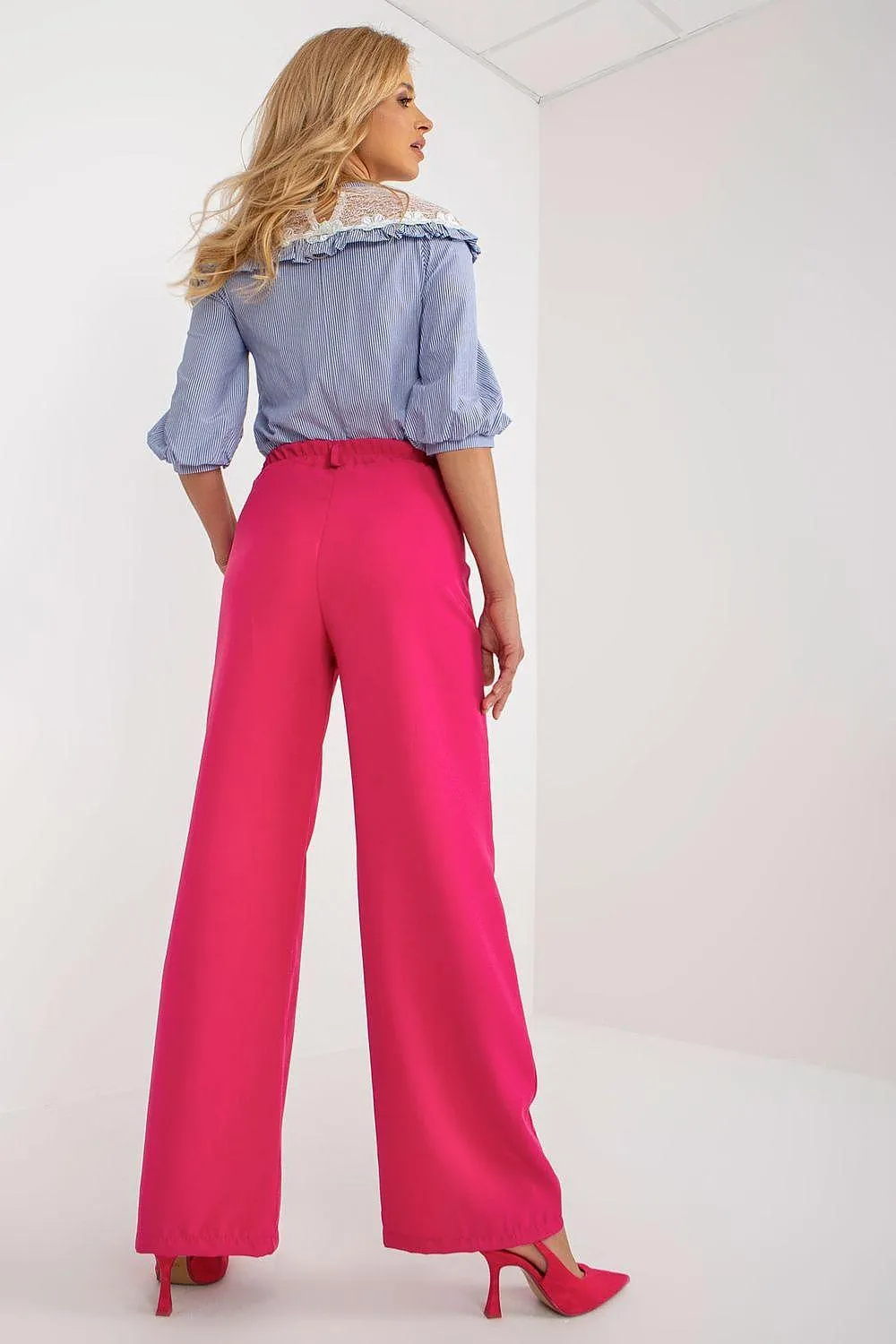 Elegant High-Waisted Pleated Trousers by Italian Moda