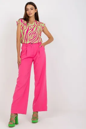 Elegant High-Waisted Pleated Trousers by Italian Moda