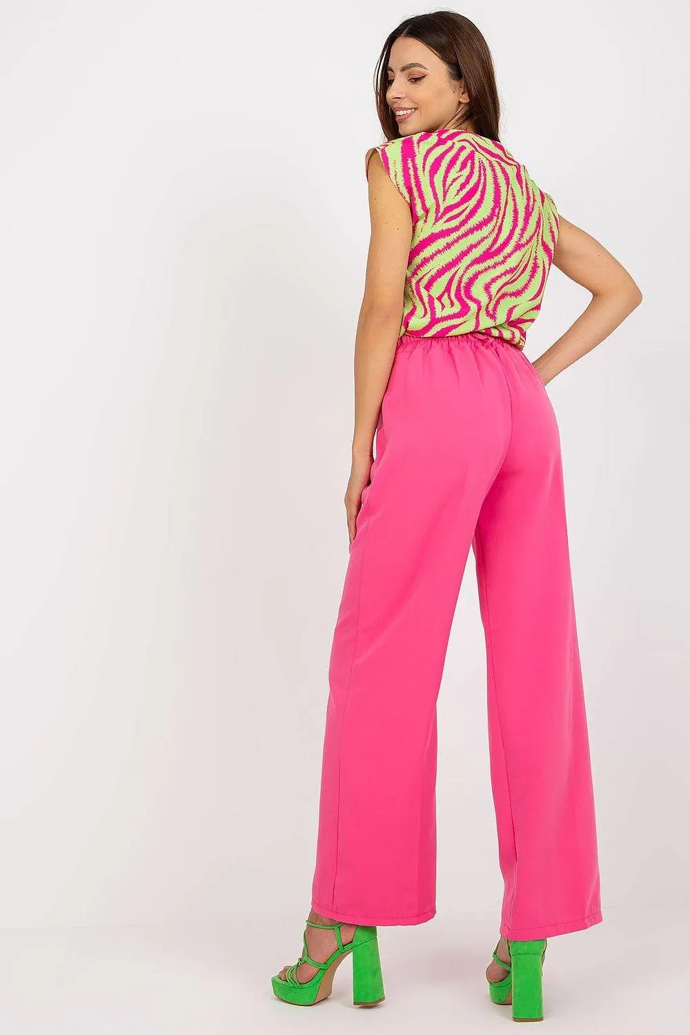 Elegant High-Waisted Pleated Trousers by Italian Moda