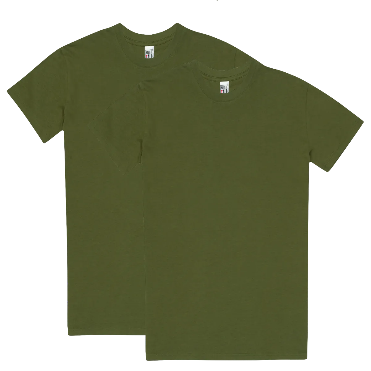 Have It Tall Classic Cotton T Shirt, OD Green 2 Pack