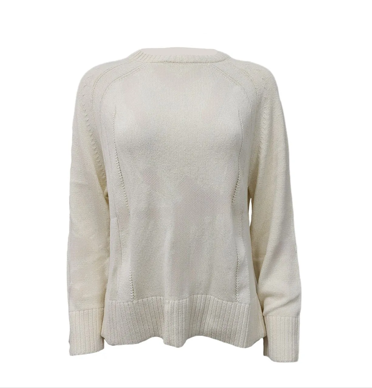 HoodLamb Women's Cream Ribbed Hemp Soft Sweater 420 Medium NWT