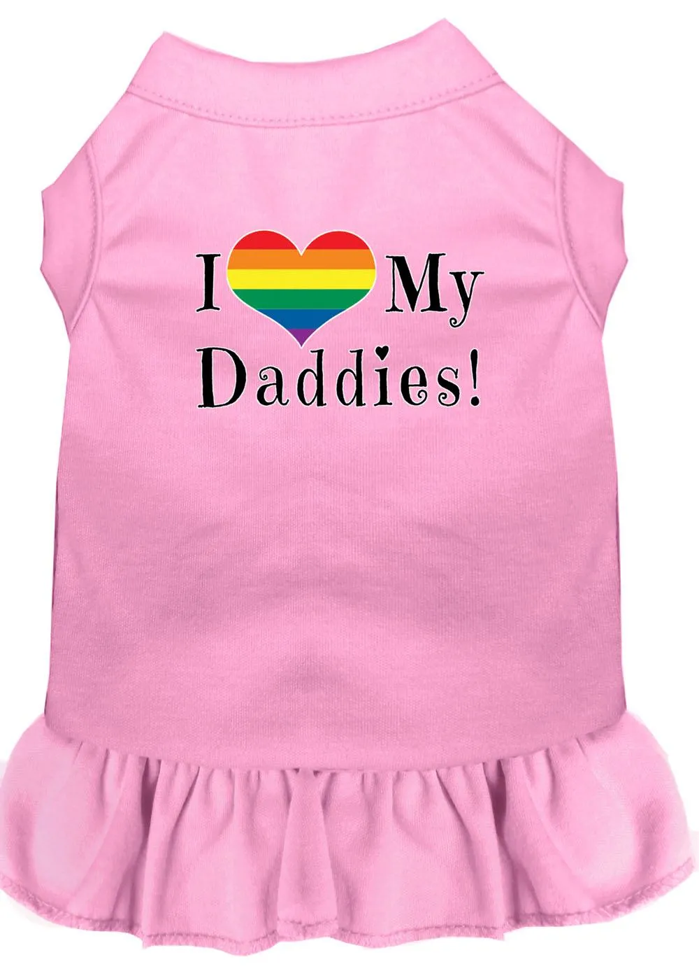 I Heart My Daddies Screen Print Dog Dress Light Pink 4x