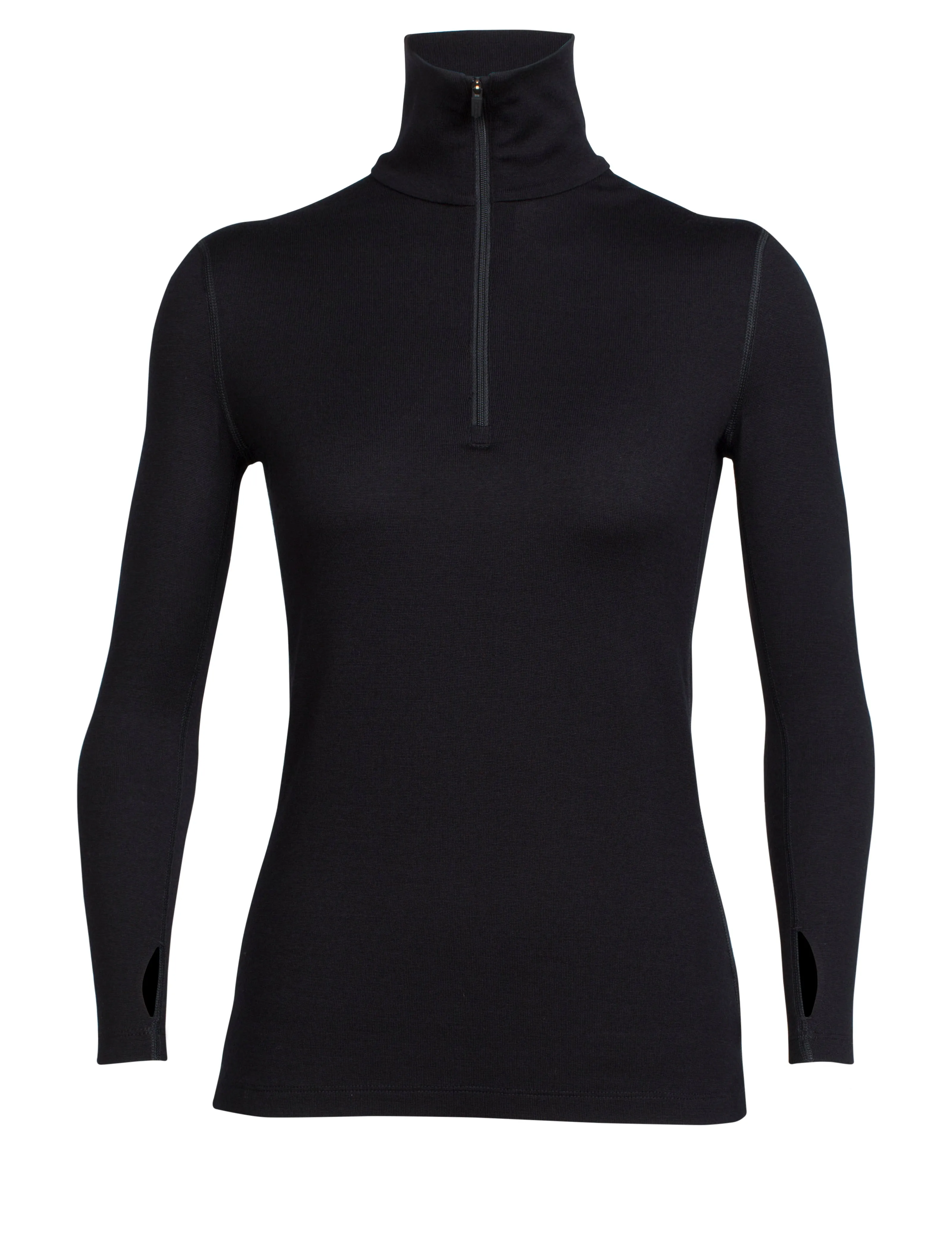 icebreaker Merino Base Layer Women's 260 Tech Top Long Sleeve Half Zip - BLACK