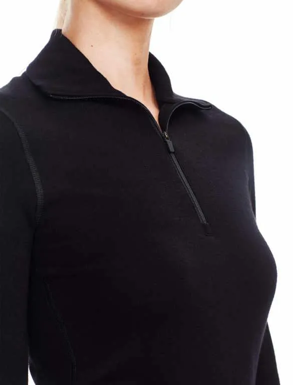 icebreaker Merino Base Layer Women's 260 Tech Top Long Sleeve Half Zip - BLACK