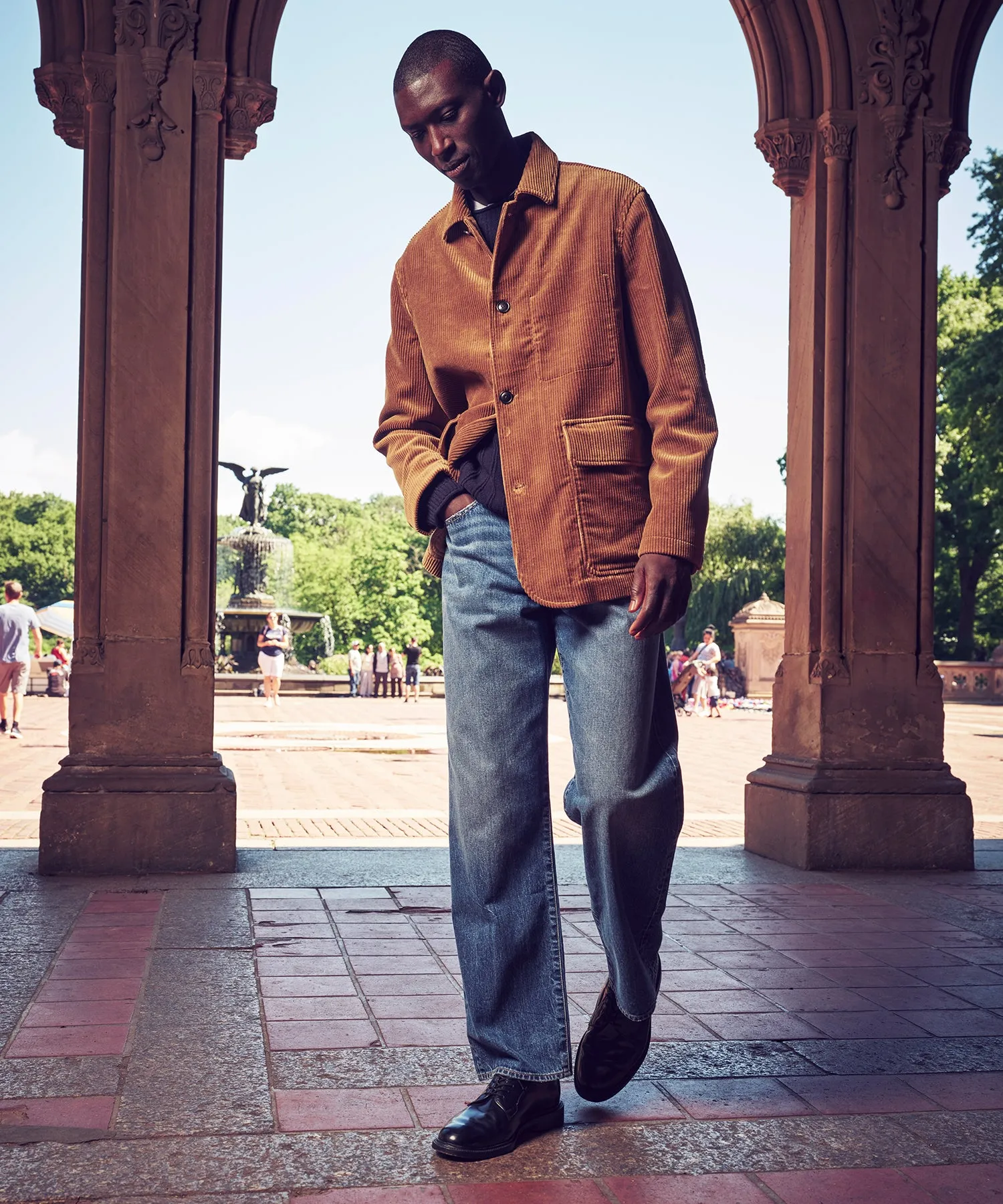 Italian Corduroy Walking Jacket in Caramel