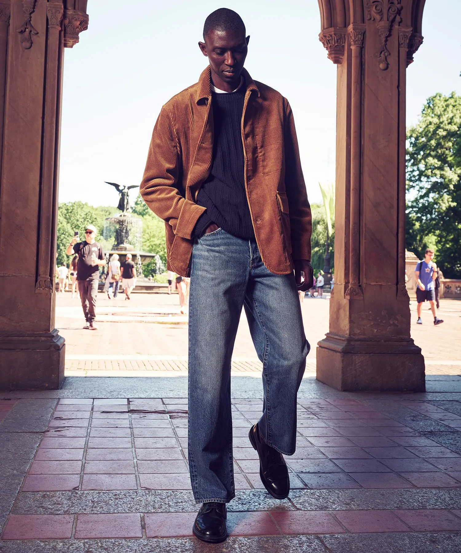 Italian Corduroy Walking Jacket in Caramel