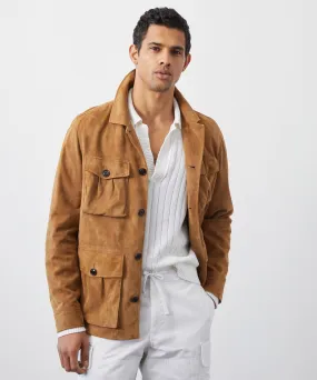 Italian Suede Field Jacket in Tan