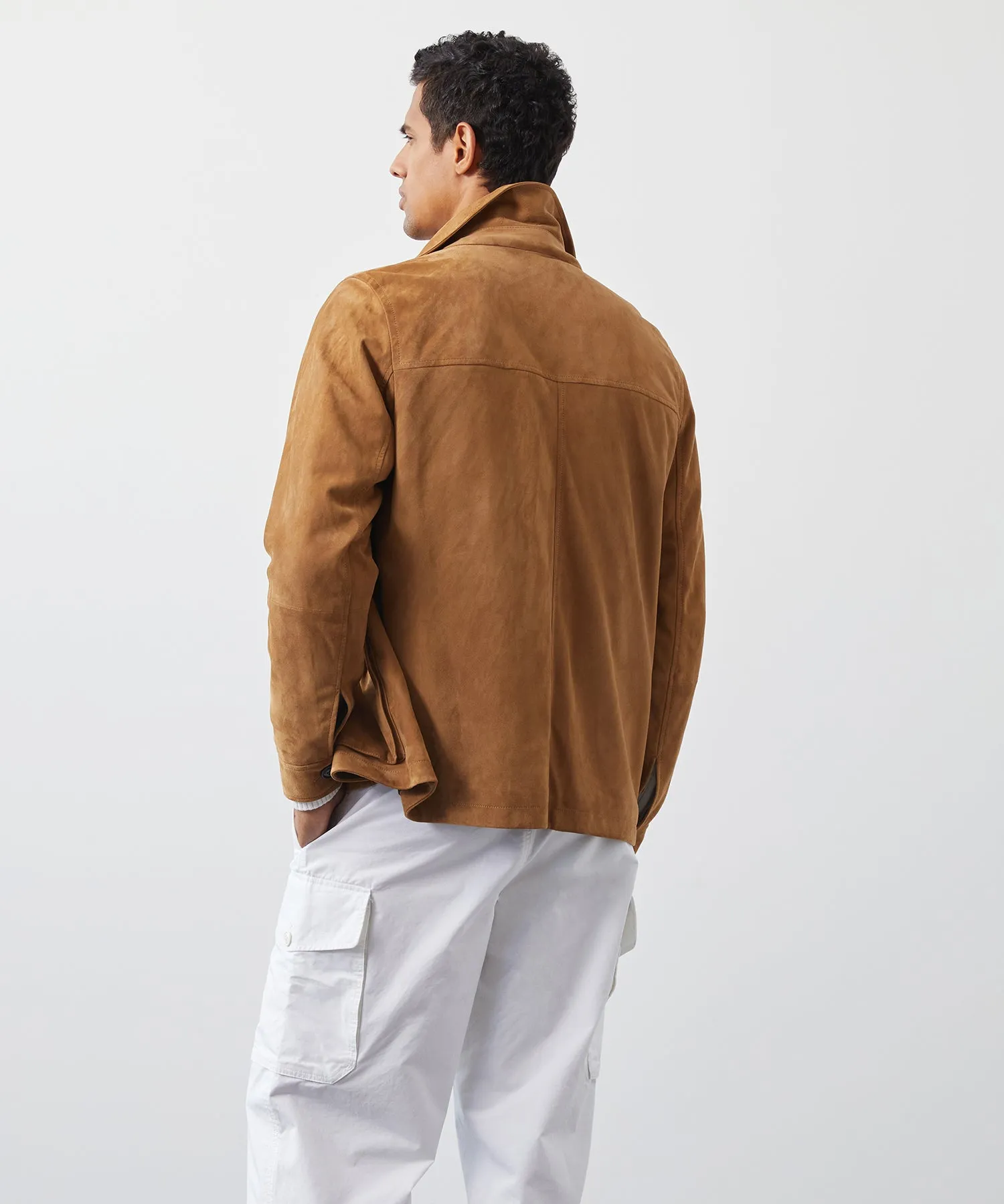 Italian Suede Field Jacket in Tan