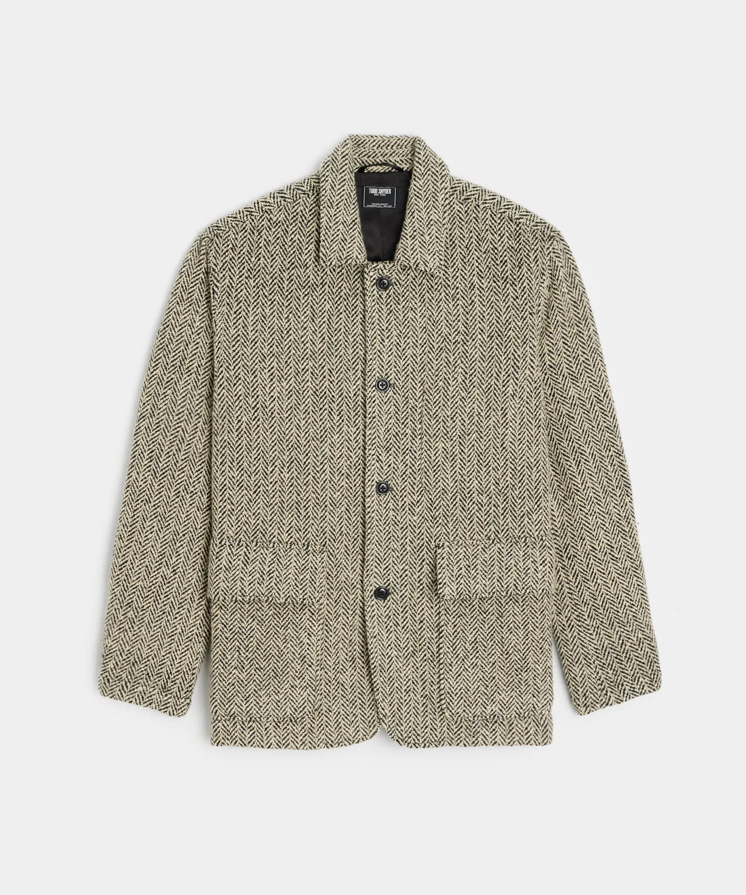 Italian Wool Walking Jacket in Cream Herringbone