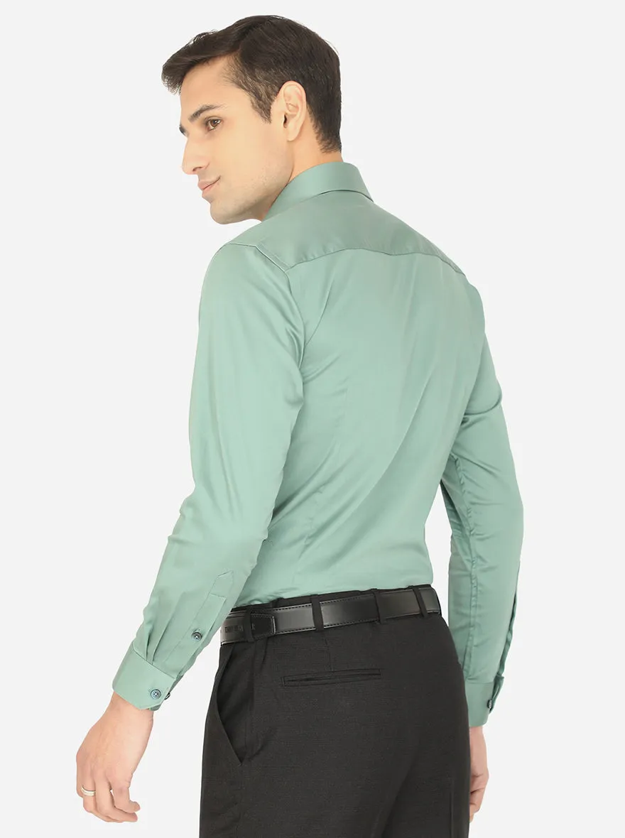 Light Green Solid Slim Fit Formal Shirt | Greenfibre