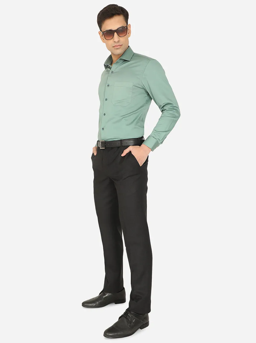 Light Green Solid Slim Fit Formal Shirt | Greenfibre