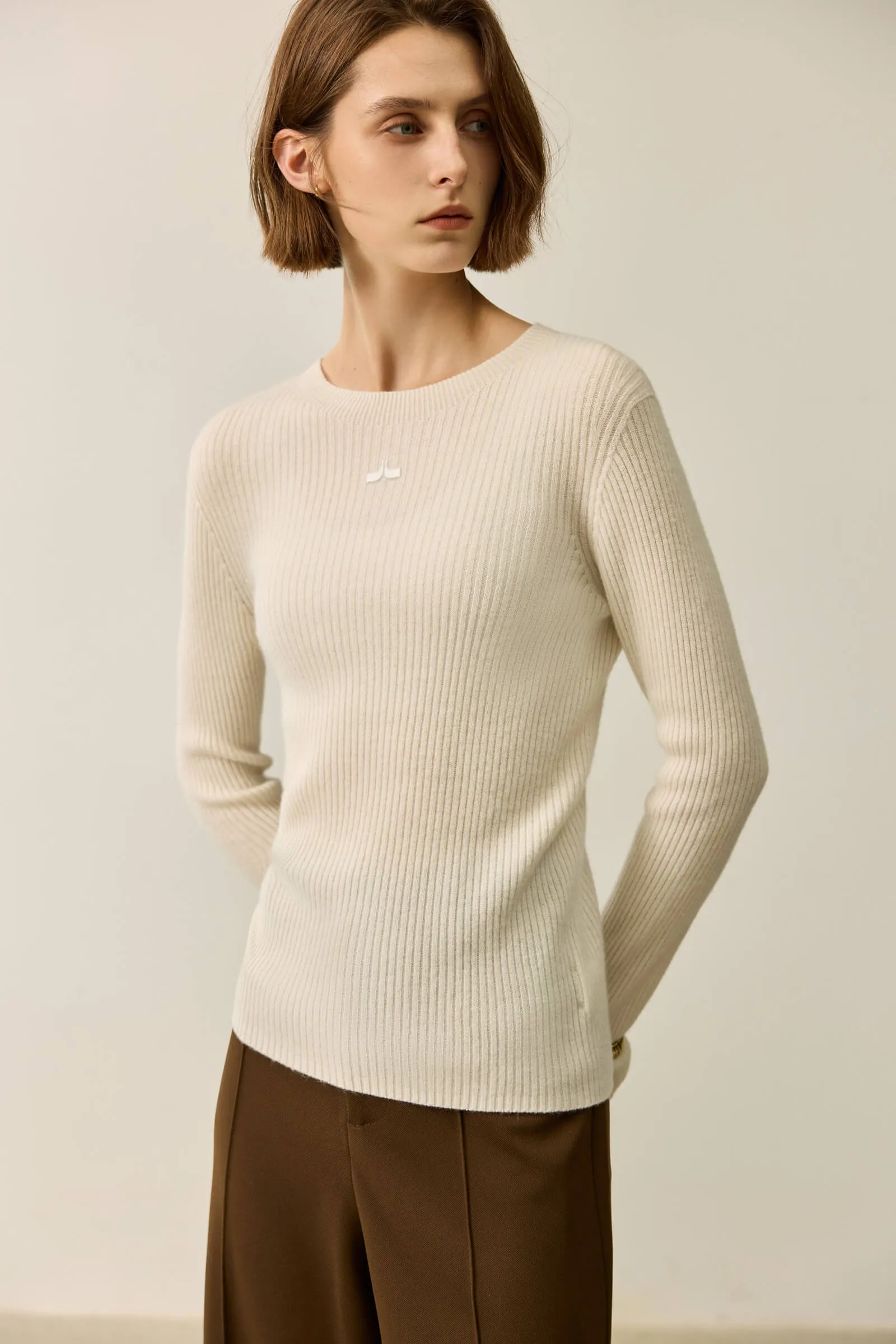 LILY Merino Lambswool Crewneck Versatile Sweater